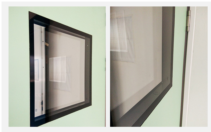 clean room door window